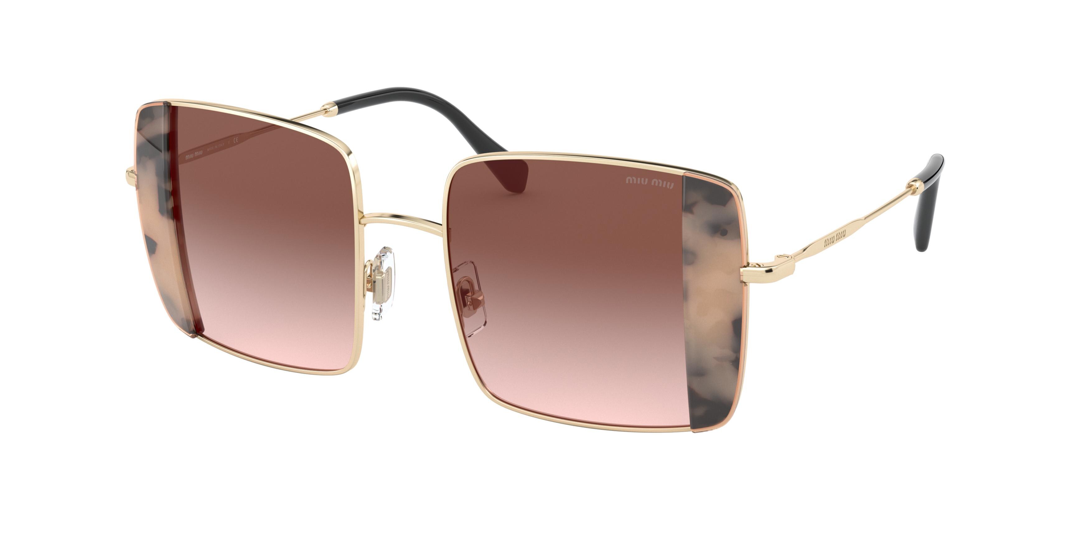 Miu Miu MU 56VS rectangle sunglasses in Pink Gold/Pink Havana