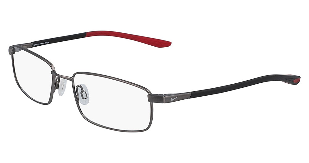 (073) BRUSHED GUNMETAL/GYM RED