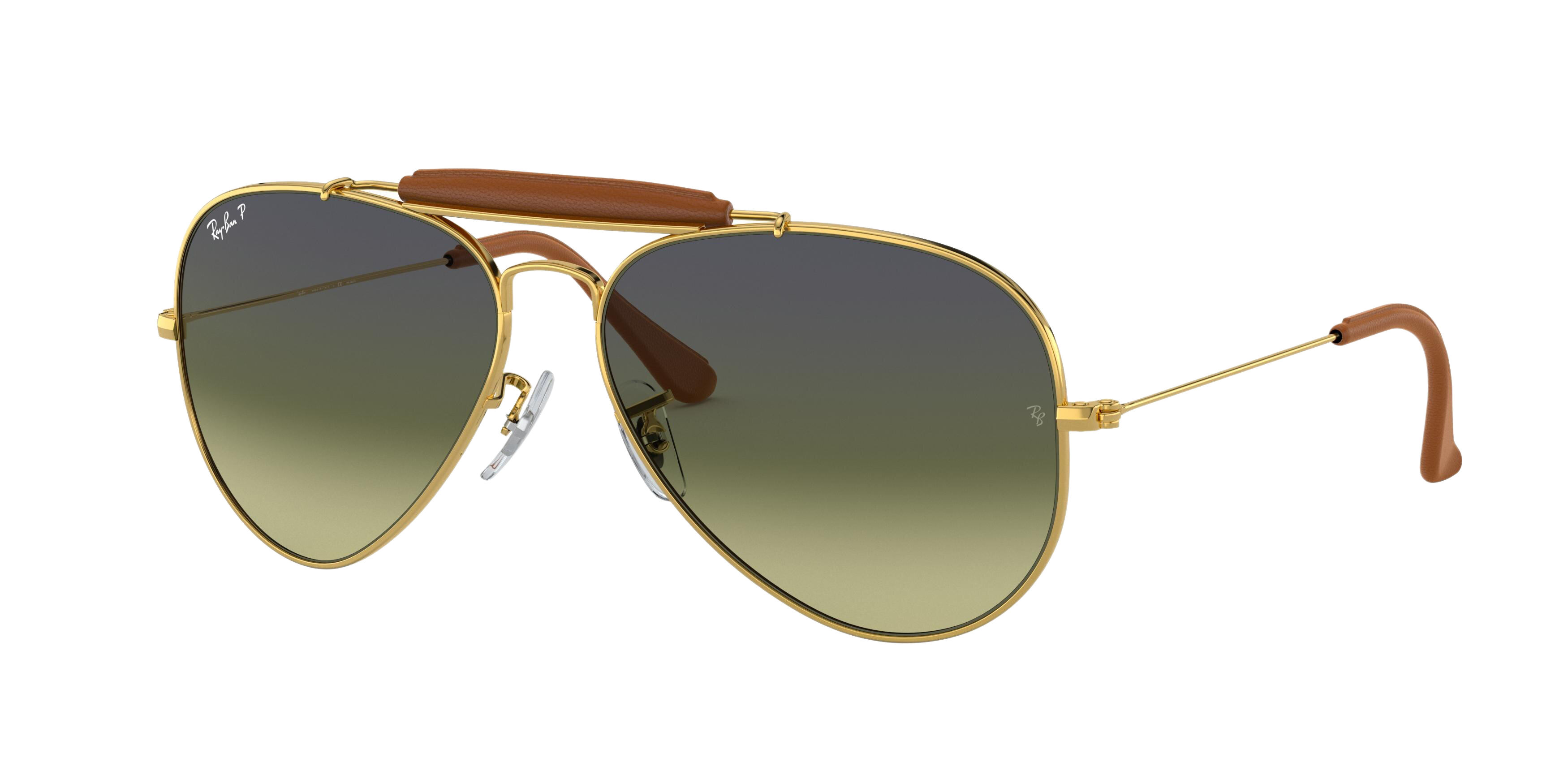 Ray-Ban RB3422Q round sunglasses in Arista/Light Brown Leather