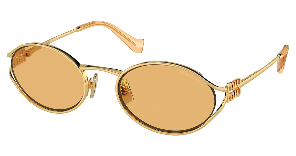 Miu Miu MU 52YS round sunglasses in Gold/Light Orange