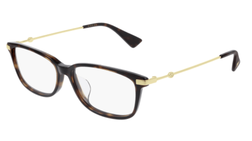 Gucci GG0759OA round eyeglasses in Havana Gold Transparent