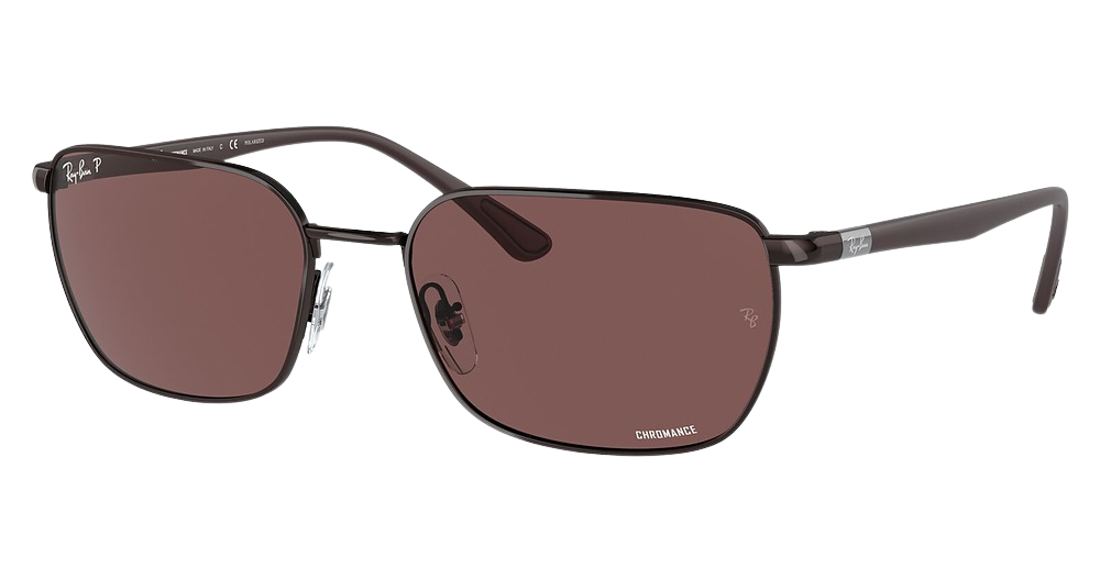 Ray-Ban RB3684CH round sunglasses in Brown/Polarized Dark Violet