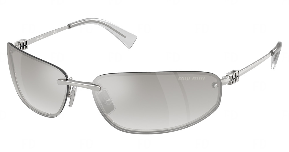Miu Miu MU A50S rectangle sunglasses in Silver/Clear Silver Gradient
