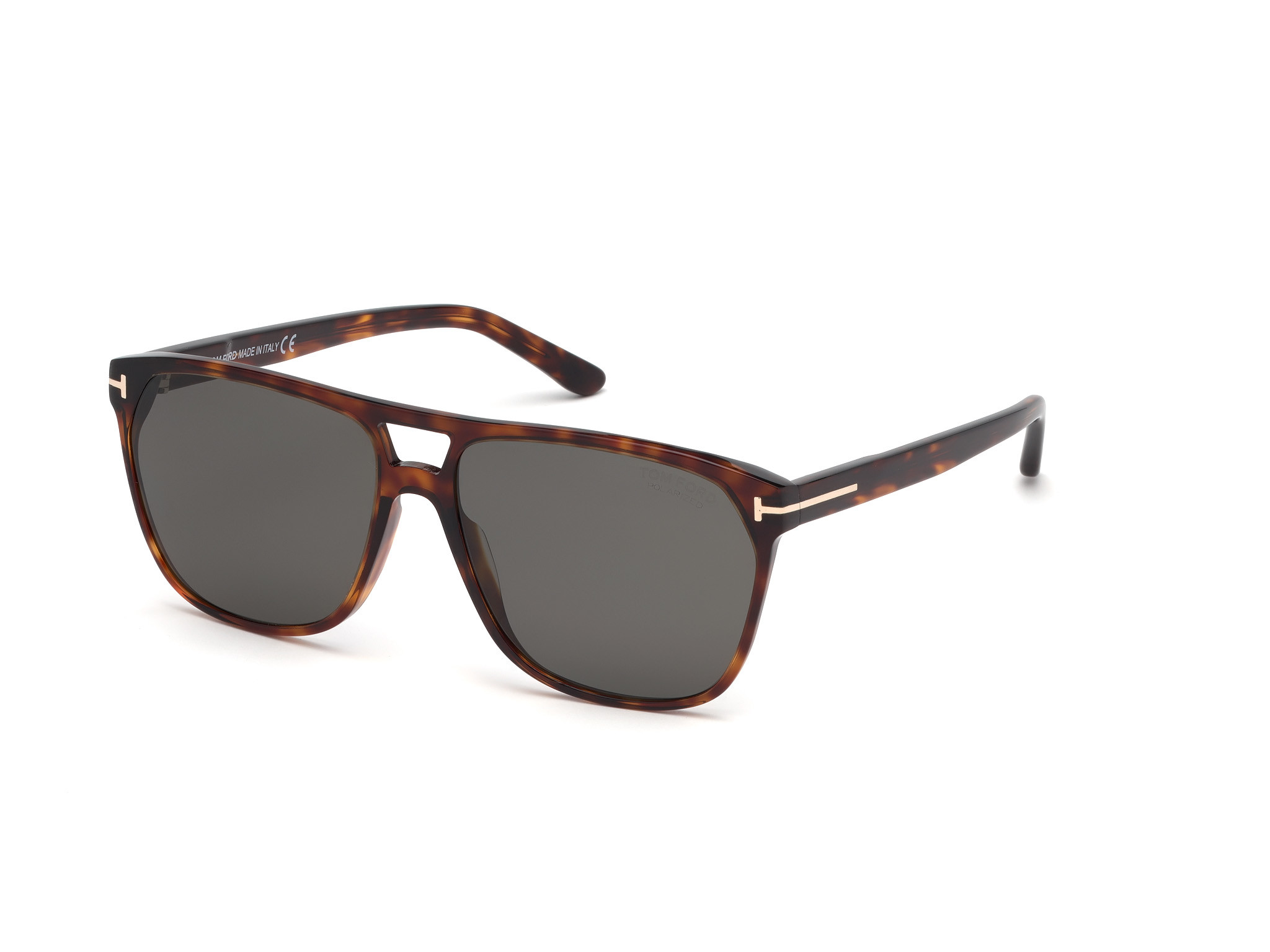 Tom Ford FT0679 Shelton square sunglasses in Shiny Red Havana/Smoke Polarized Lenses