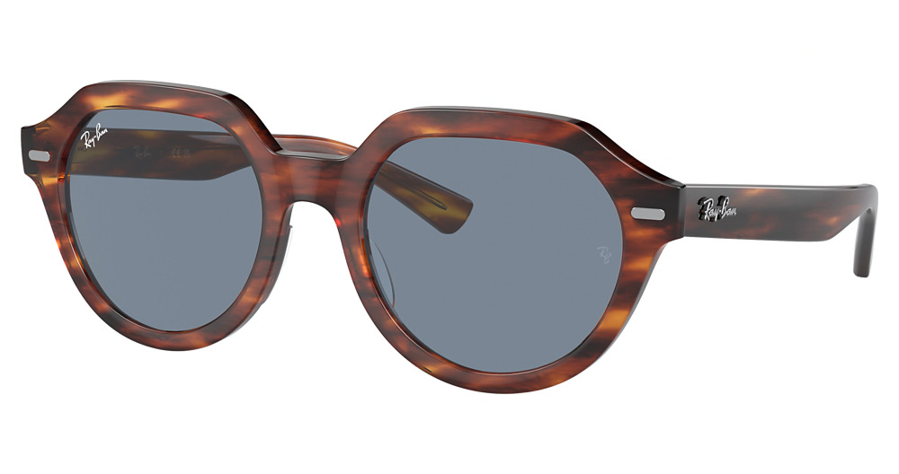 Ray-Ban RB4399F GINA round sunglasses in Striped Havana/Blue