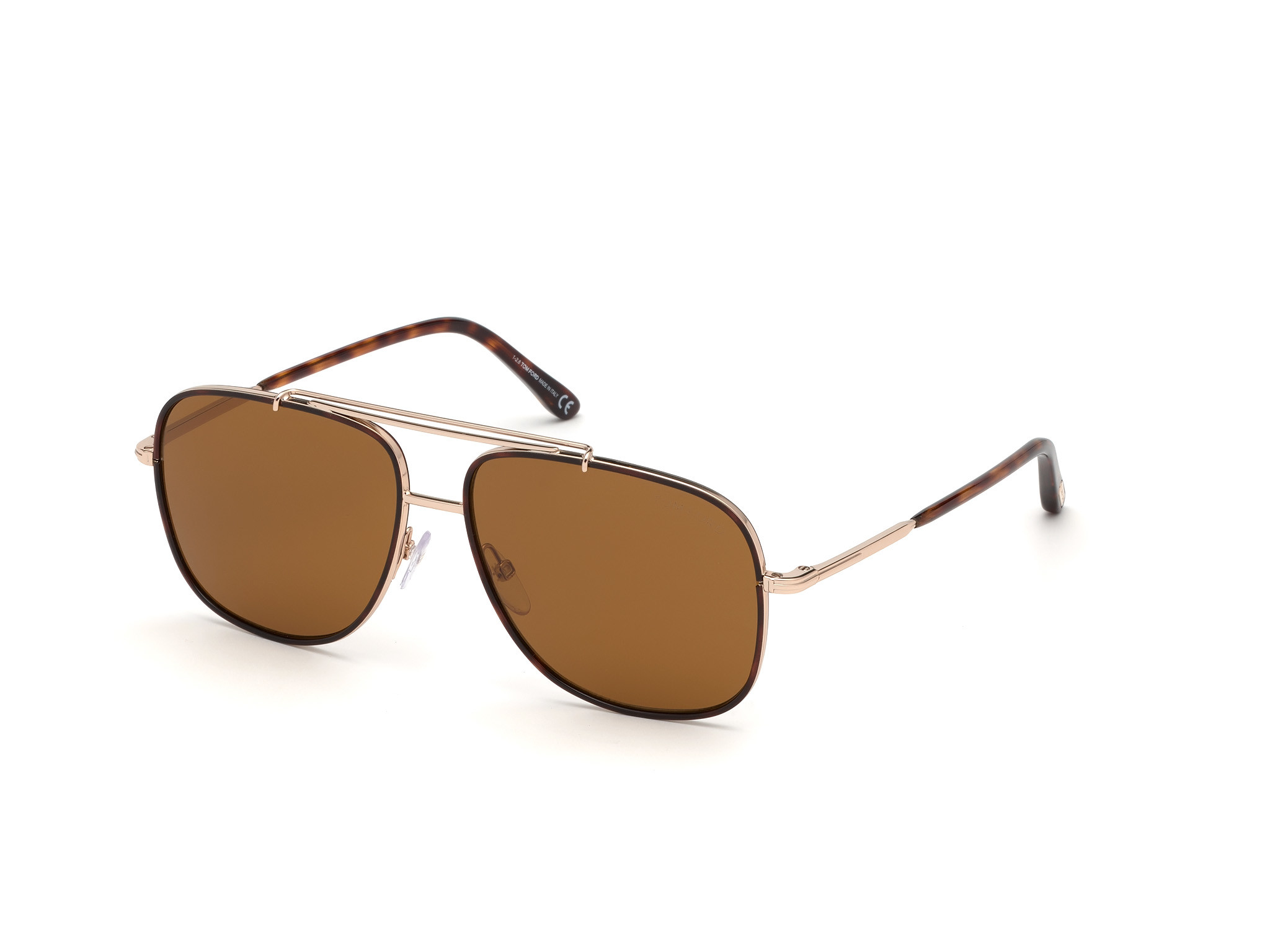 Tom Ford FT0693 Benton square sunglasses in Shiny Rose Gold, Red Havana