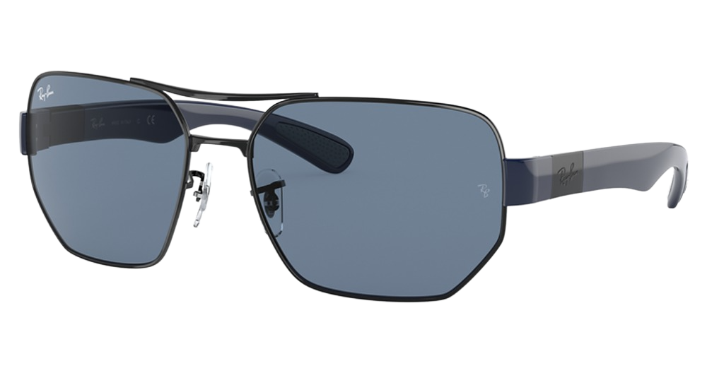 Ray-Ban RB3672 aviator sunglasses in Black/Dark Blue