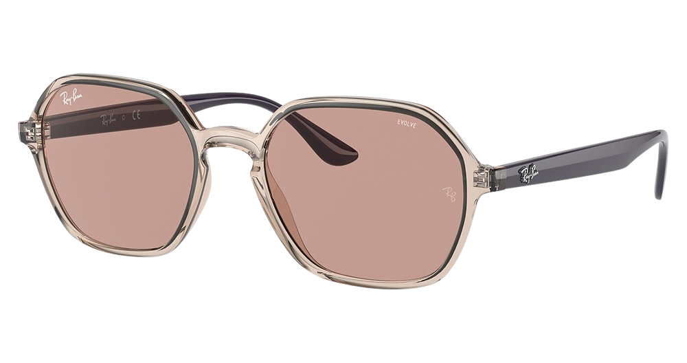 Ray-Ban RB4361 round sunglasses in Light Brown/Evolve Photo Brown