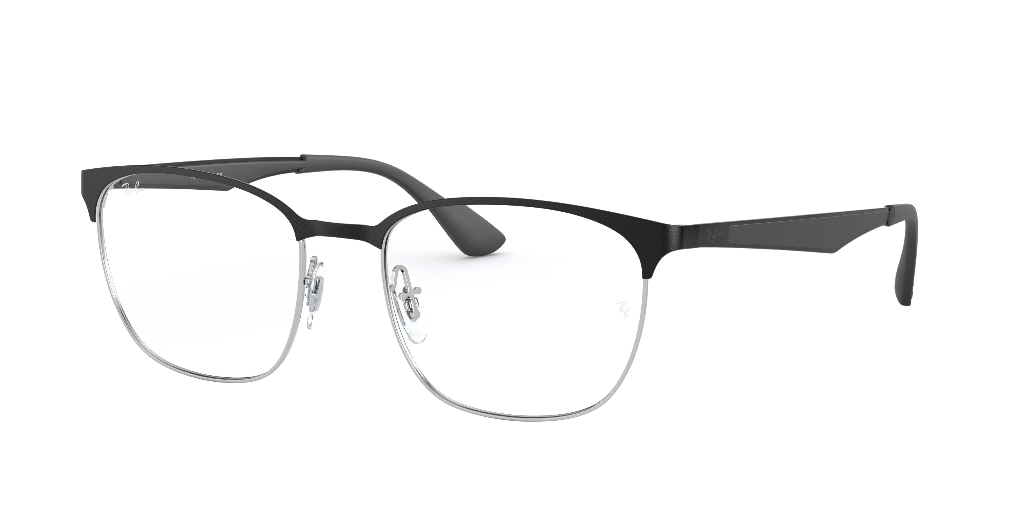 Ray-Ban RX6356 square eyeglasses in Top Black on Shiny Silver