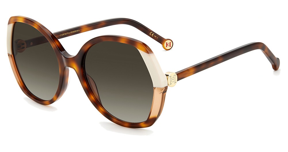 Carolina Herrera CH 0051/S irregular sunglasses in Havana Ivory/Brown Shaded