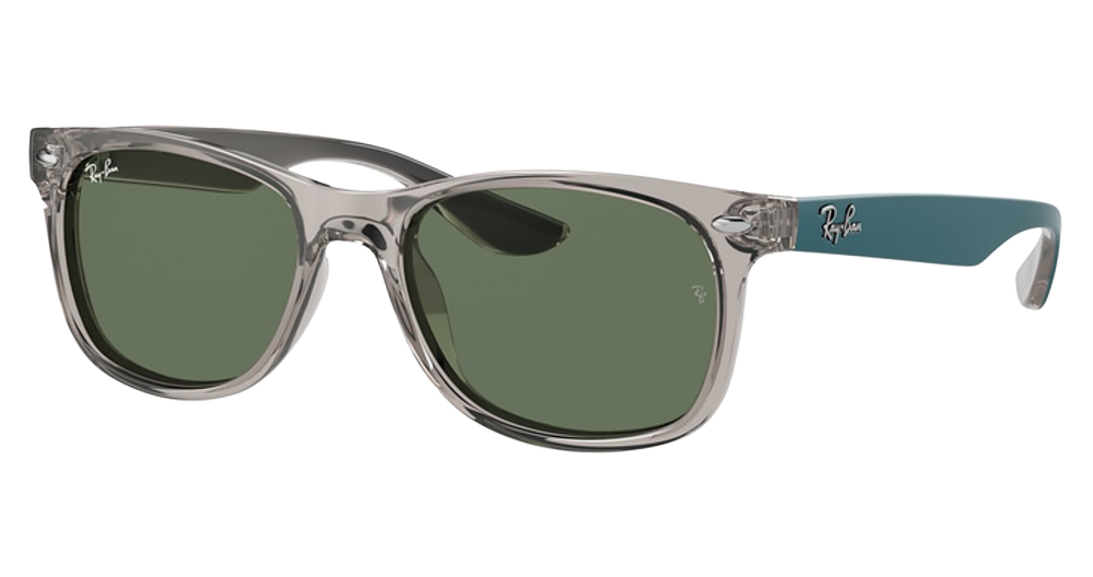 Ray-Ban RJ9052S JUNIOR NEW WAYFARER round sunglasses in Transparent Grey/Dark Green