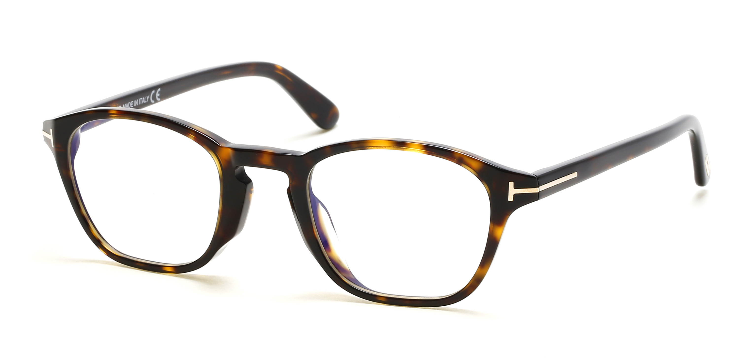Tom Ford FT5591-D-B square eyeglasses in Shiny Classic Dark Havana, Shiny