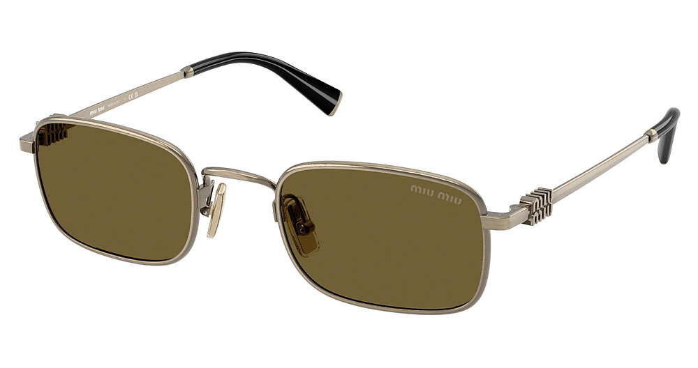 Miu Miu MU A53S rectangle sunglasses in Old Gold/Dark Brown