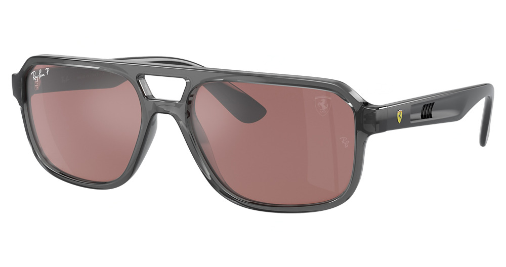 Ray-Ban RB4414M aviator sunglasses in Transparent Grey/Purple Mir Silver Polarized