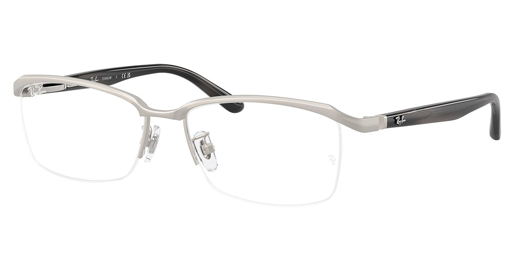 Ray-Ban RX8779D round eyeglasses in Brushed Silver