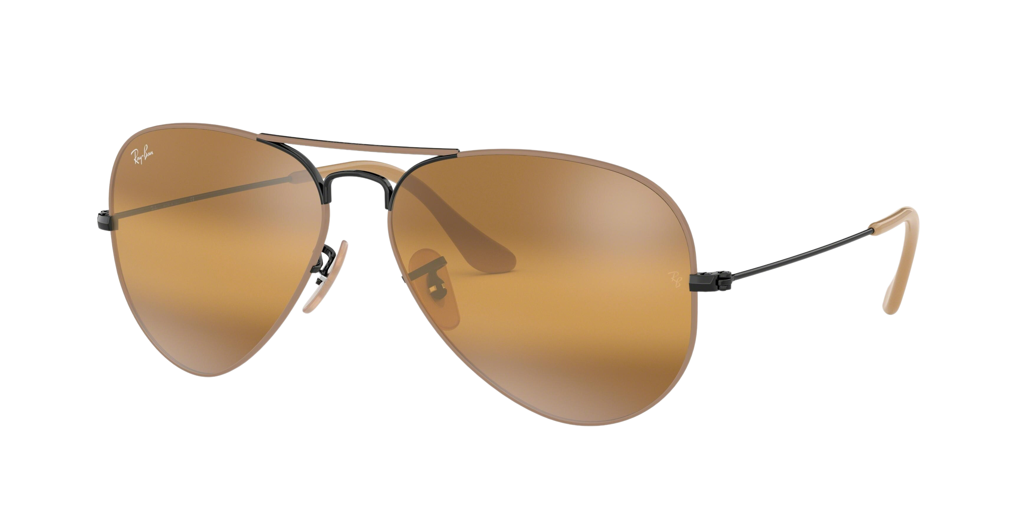Ray-Ban RB3025 aviator sunglasses in Black on Top Matte Beige