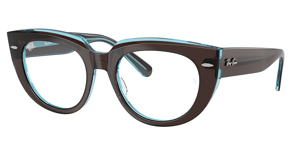 Ray-Ban RX5586 DOREEN eyeglasses in Brown on Transparent Blue