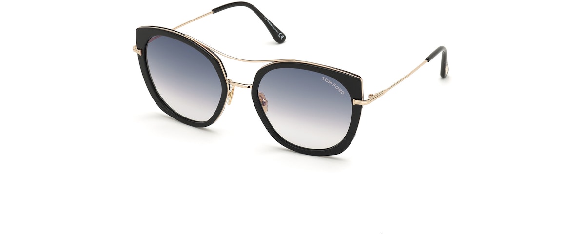 Shiny Black Acetate W. Shiny Rose Gold/ Gradient Smoke Lenses