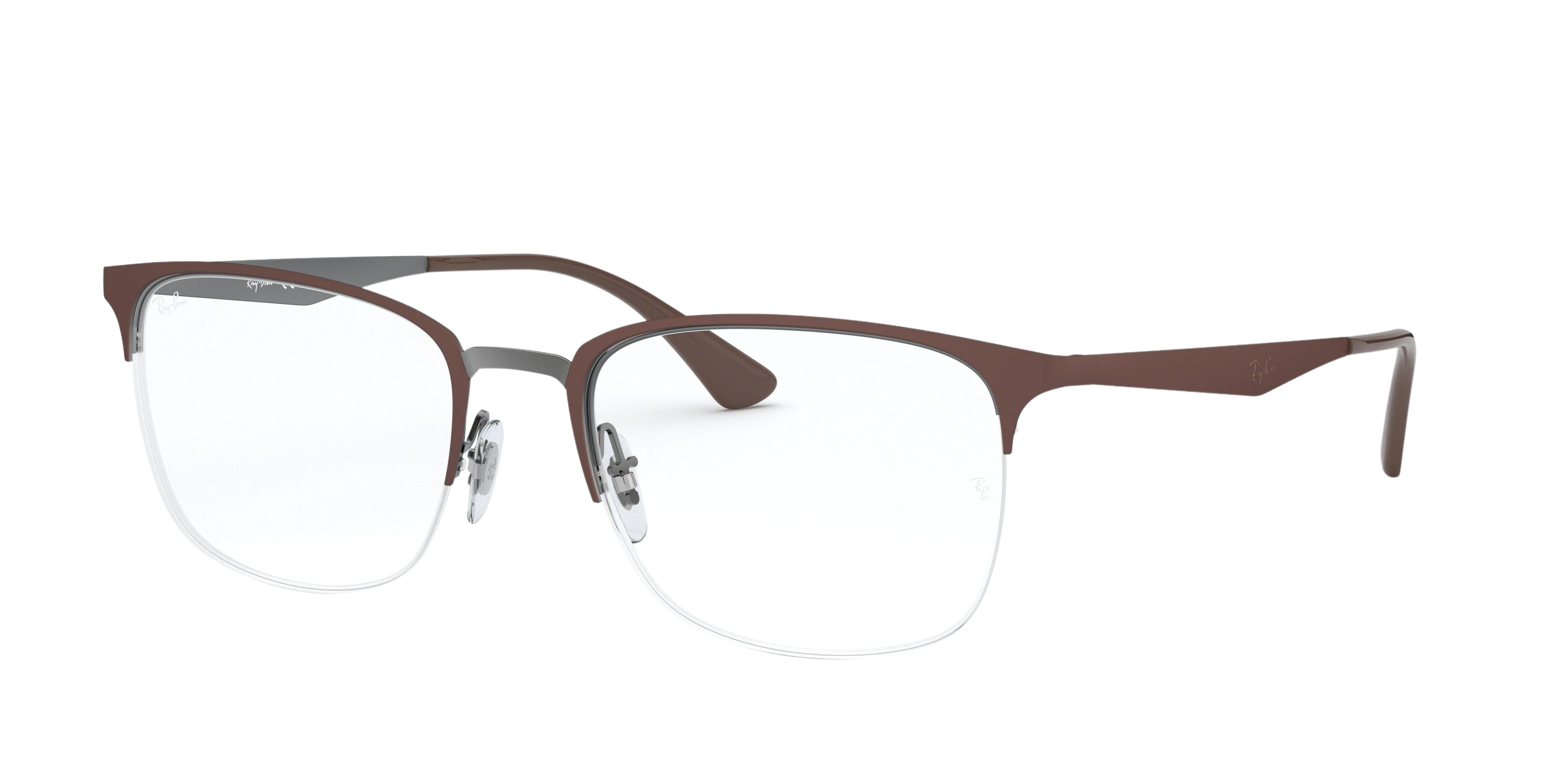 Ray-Ban RX6433 square eyeglasses in Top Matte Brown on Gunmetal