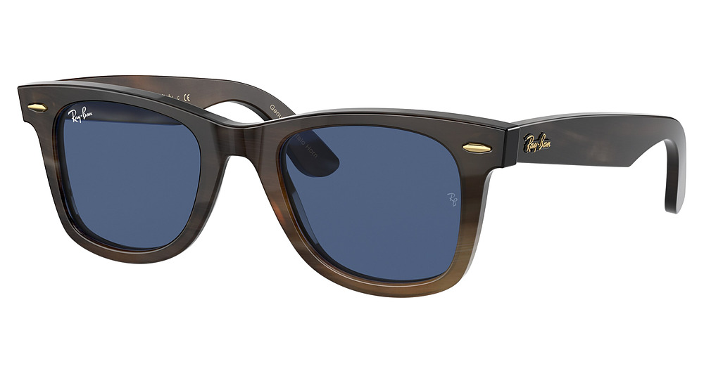 Ray-Ban RB2140CO WAYFARER round sunglasses in Light Brown Horn/Dark Blue