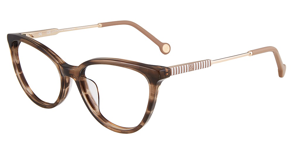 Carolina Herrera VHE817 cateye eyeglasses in Brown Horn 06 Yh