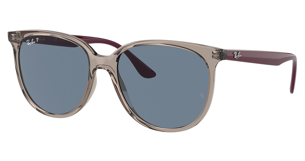 Ray-Ban RB4378F round sunglasses in Transparent Grey/Dark Blue Polarized