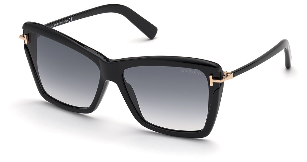 Tom Ford FT0849 irregular sunglasses in Shiny Black/Gradient Smoke