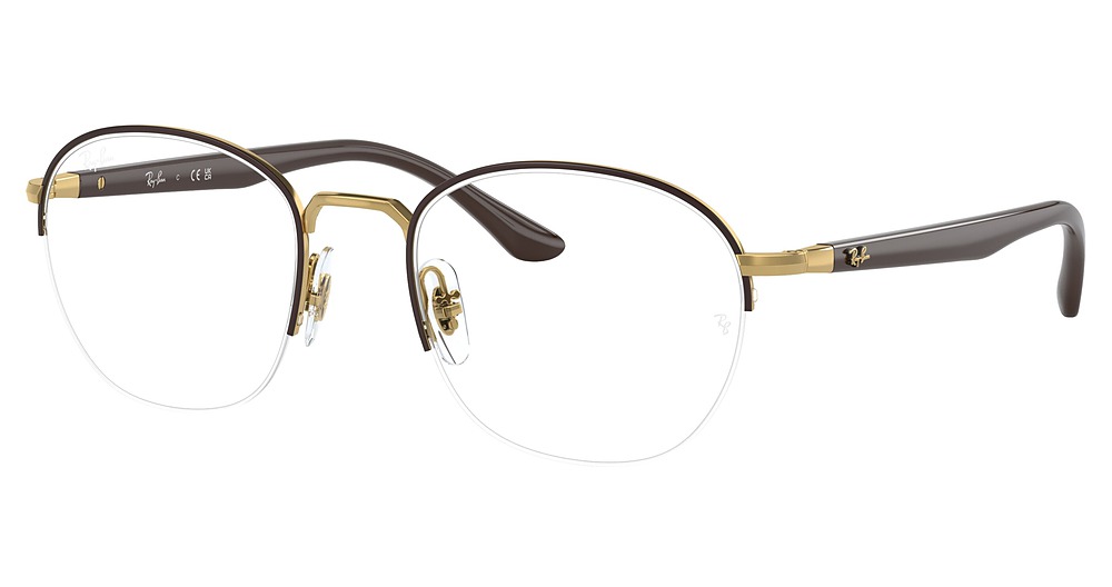 Ray-Ban RX6487 round eyeglasses in Brown on Arista