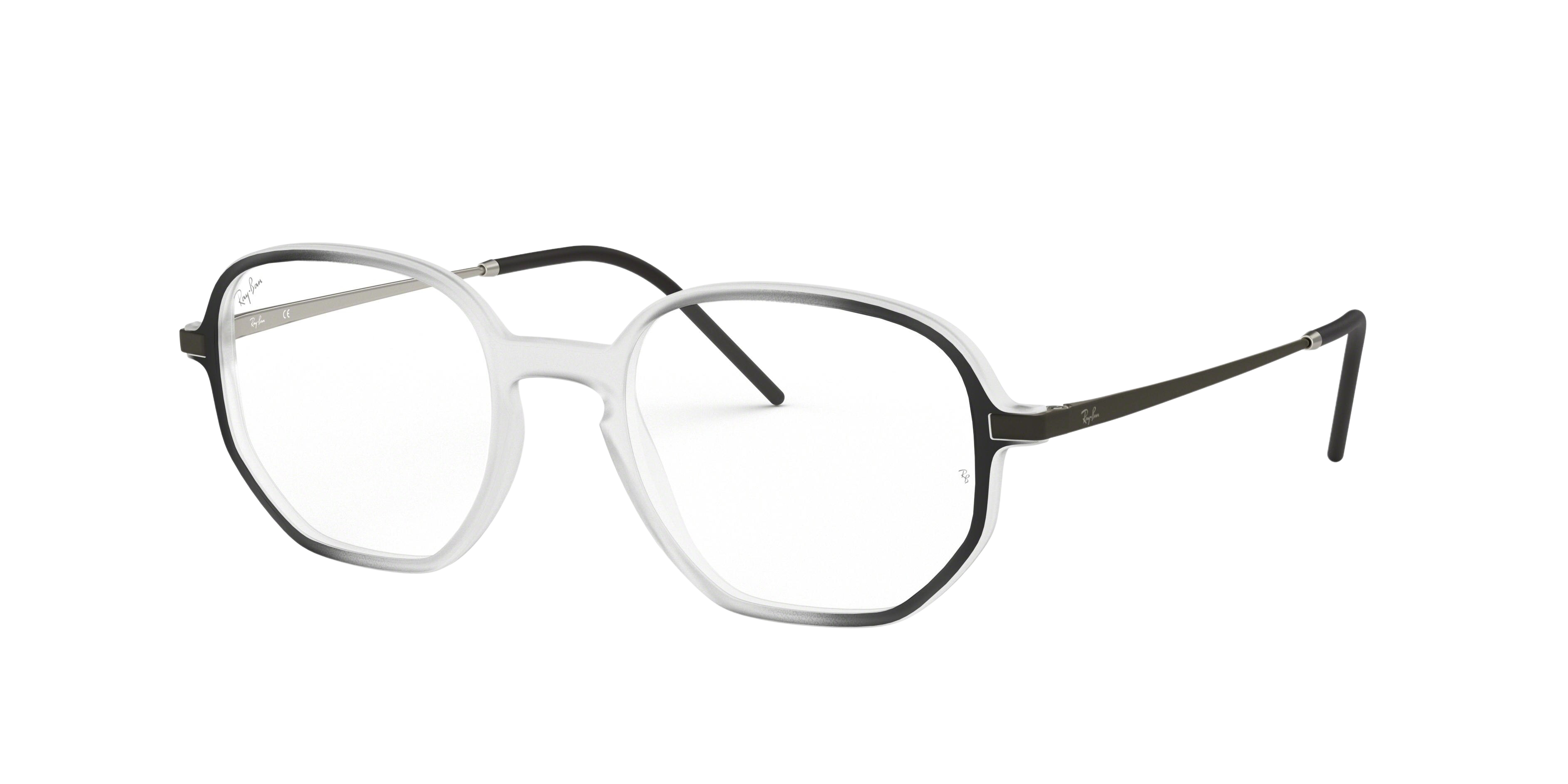 Ray-Ban RX7152 square eyeglasses in Transparent on Top Black