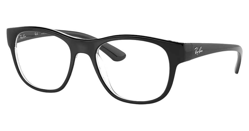 Ray-Ban RX7191 round eyeglasses in Black on Transparent
