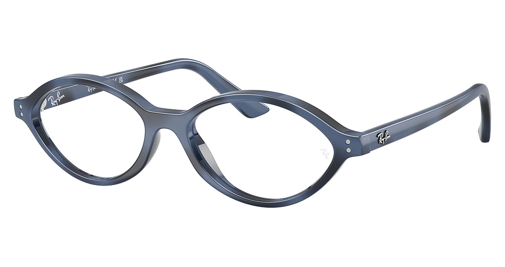 Ray-Ban RX7265 round eyeglasses in Blue Havana