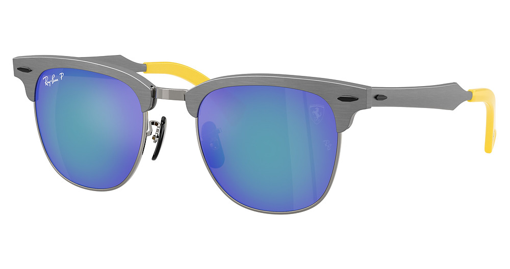 Ray-Ban RB3807M round sunglasses in Brushed Grey on Gunmetal
