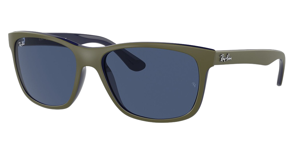Ray-Ban RB4181 RB4181 round sunglasses in Matte Green on Blue/Blue
