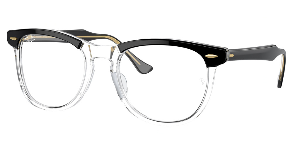 Ray-Ban RB2398 #N/D round sunglasses in Black on Transparent/Transitions 8 Green