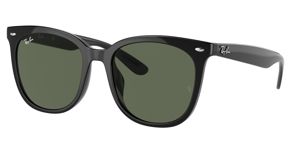 Ray-Ban RB4379D round sunglasses in Black/Dark Green