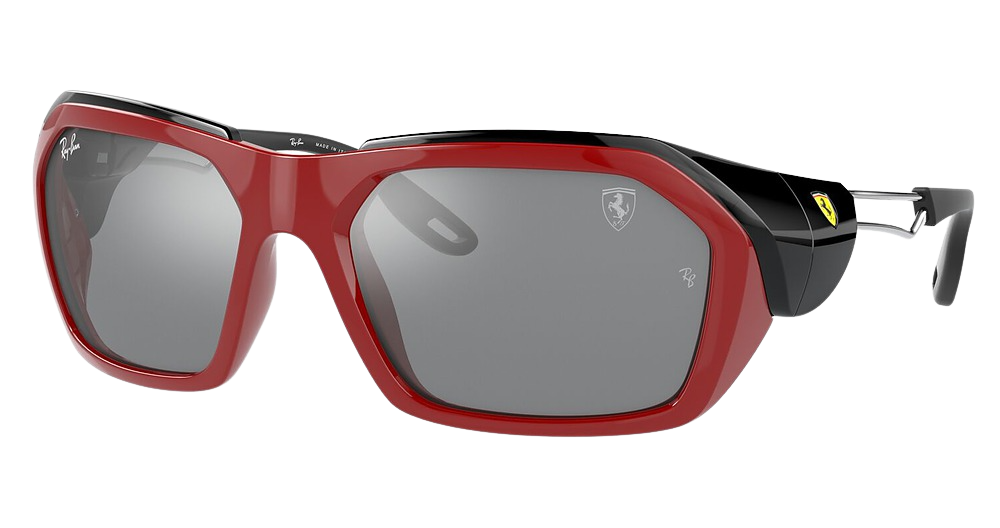 Ray-Ban RB4367M irregular sunglasses in Red/Grey Mirror Silver Gradient