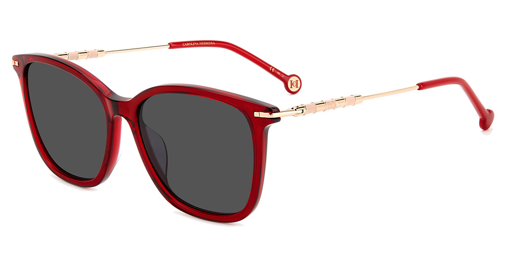 Carolina Herrera HER 0100/G/S rectangle sunglasses in Red/Grey