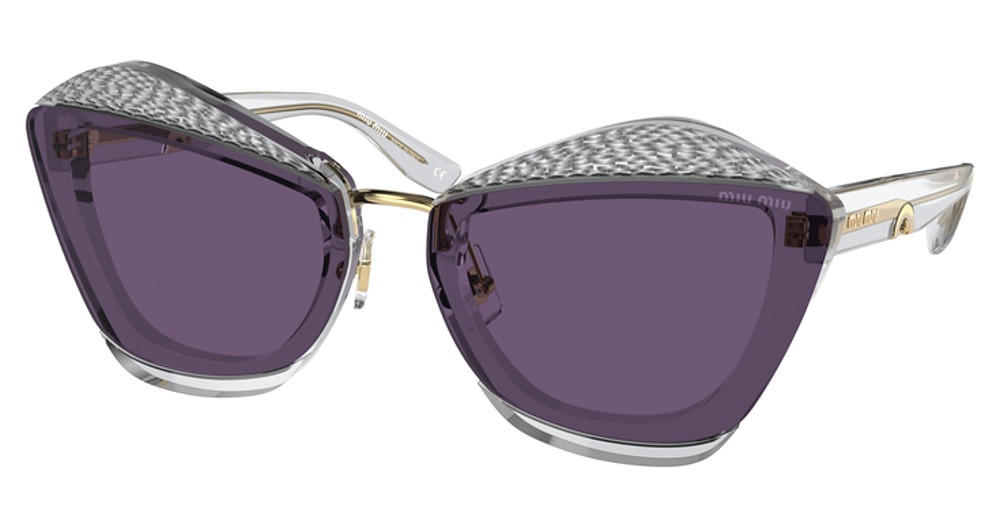 Miu Miu MU 01XS cateye sunglasses in Transparent Grey/Violet