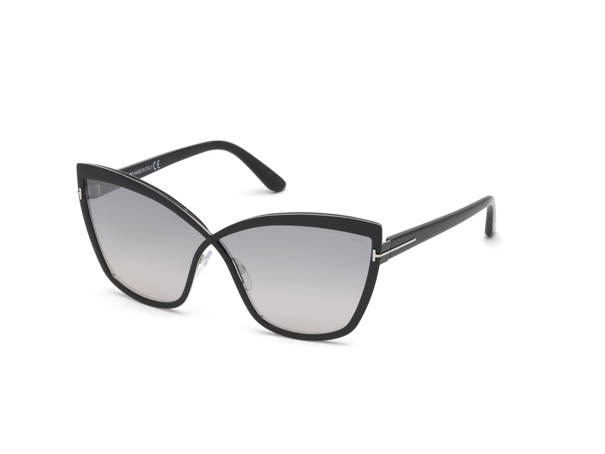 Tom Ford FT0715 Sandrine-02 cateye sunglasses in Shiny Black, Palladium, Black