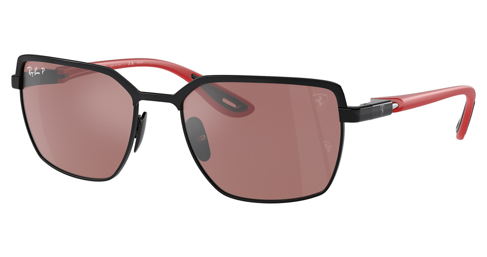 Ray-Ban RB3743M square sunglasses in Black on Black/Purple Mir Silver Polarized