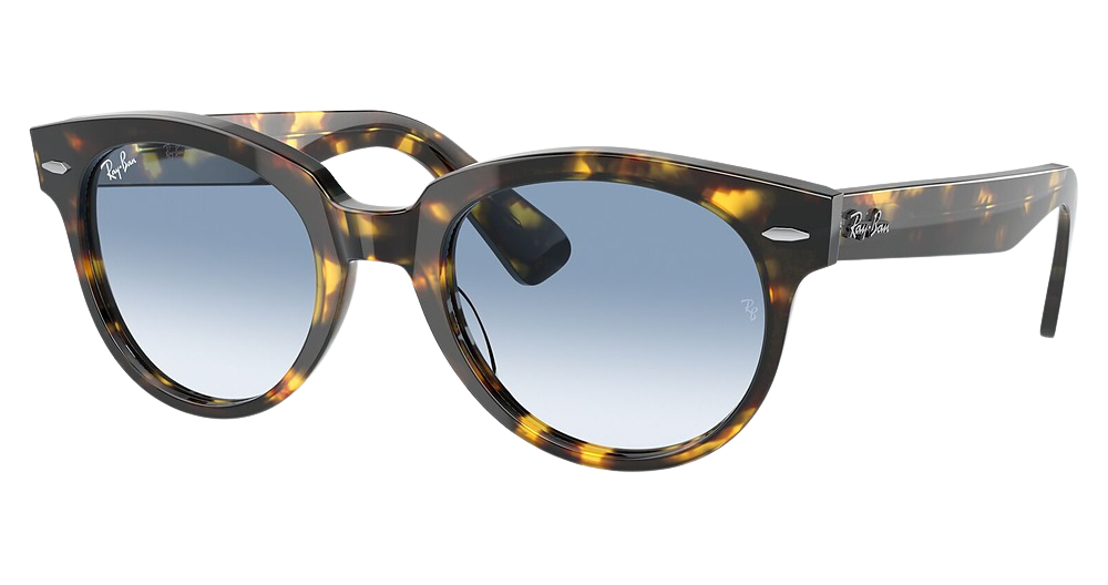 Ray-Ban RB2199F ORION round sunglasses in Yellow Havana/Clear Gradient Blue