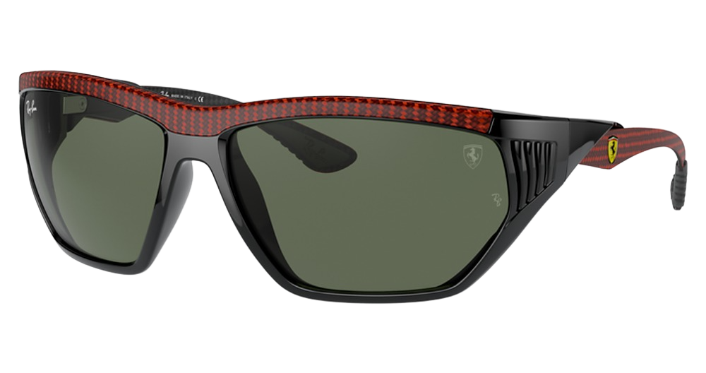 Ray-Ban RB8359M irregular sunglasses in Black/Dark Green