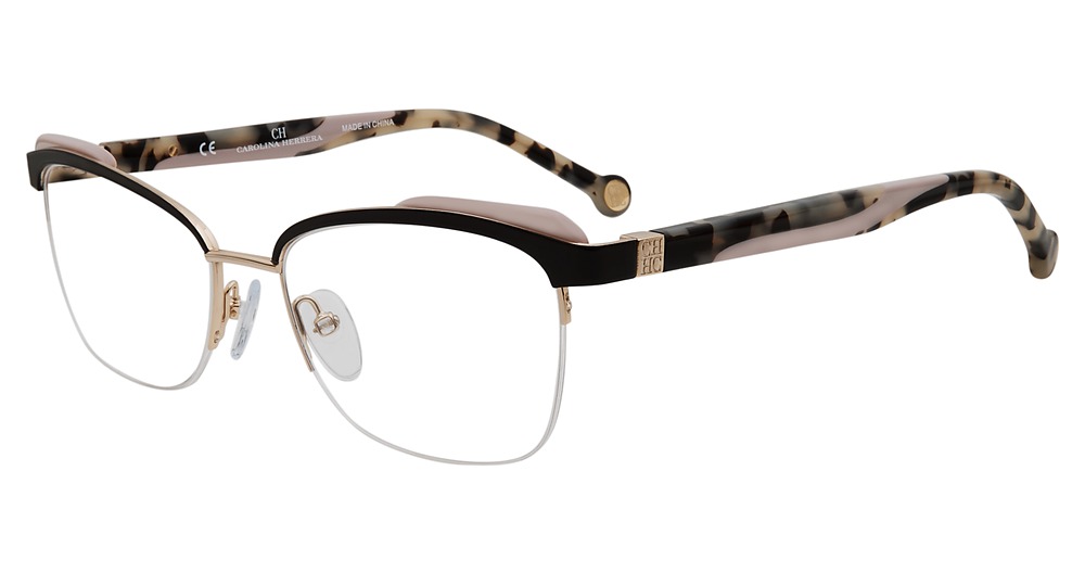 Carolina Herrera VHE111K rectangle eyeglasses in Gold Black 0301
