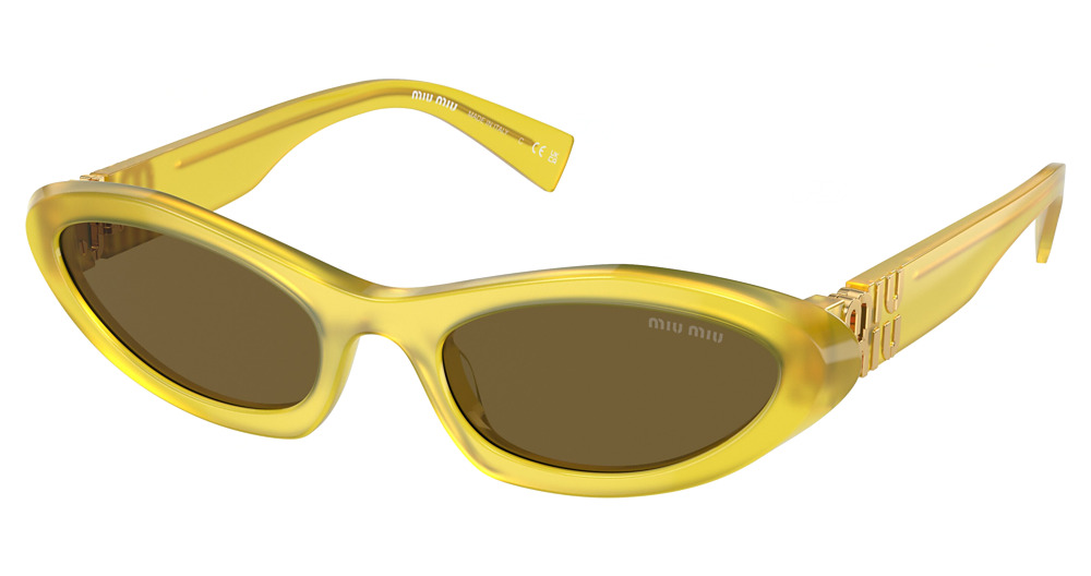 Miu Miu MU 09YS cateye sunglasses in Ananas Opal/Dark Brown