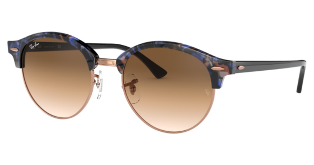 Ray-Ban RB4246 CLUBROUND round sunglasses in Spotted Brown/Blue/Clear Gradient Brown