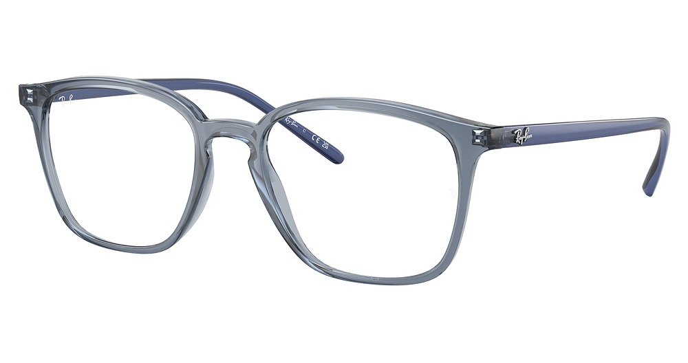 Ray-Ban RX7185F round eyeglasses in Transparent Dark Blue