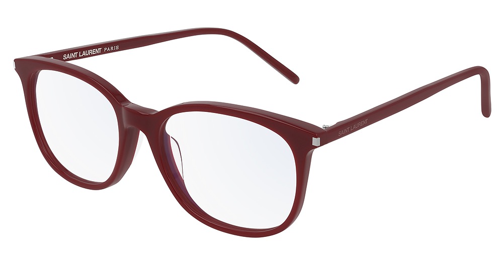 Saint Laurent SL 307/F round eyeglasses in Burgundy Burgundy Transparent