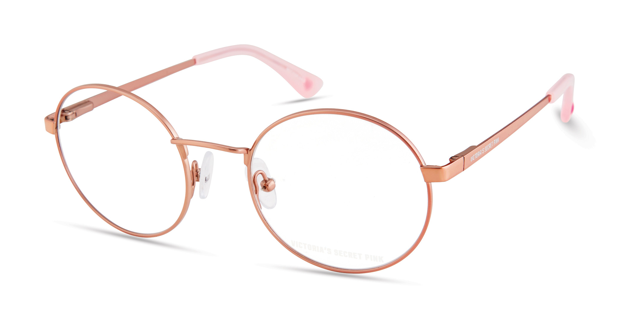 Light Pink W/rose Gold Temple,  Heart Temple W/ Pink Tips