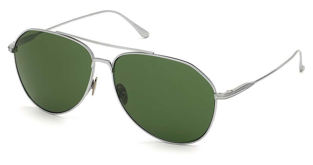 Tom Ford FT0747 aviator sunglasses in Shiny Palladium/Green