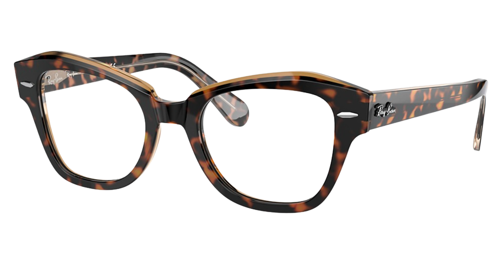 Ray-Ban RX5486 STATE STREET cateye eyeglasses in Havana on Trasparent Bro